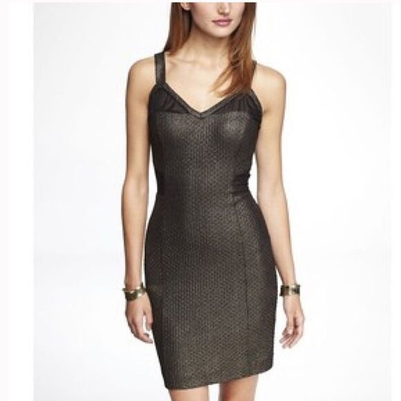 ✨ Textured Metallic Mash Panel Sheath Dress✨ - Picture 2 of 2